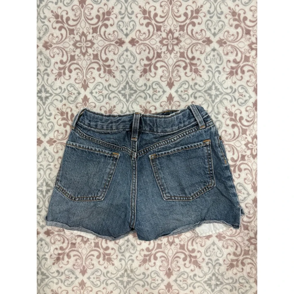 Old Navy Girls High Rise Denim Shorts Medium Wash Eyelet Lace Trim Size 10
